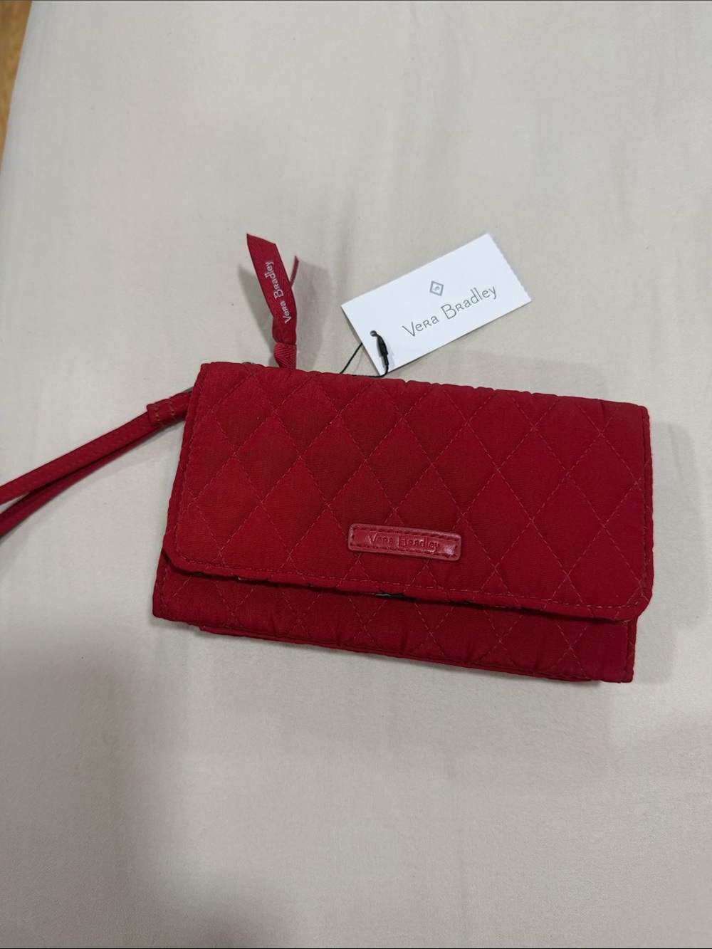 Vera Bradley Red Quilted Wristlet Clutch with Strap